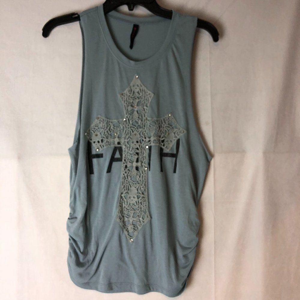 Hybrid Apparel "Faith" Tank Top Graphic Size S                    J1